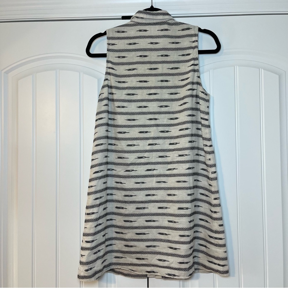 Alice + Olivia Isabelle Shirt Dress Southwestern Mini Cream Black Size Small - Picture 8 of 8